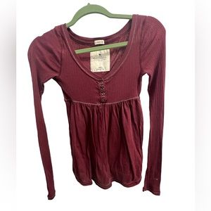 Abercrombie burgundy empire waist Henley says Medium fits like XS